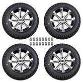 NOKINS 14" Golf Cart Tires & Wheels Set | 23/10.5-14, 4-Pack | Fits Club Car/EZGO/Yamaha | All-Weather, Wheel Covers & Lug Nuts